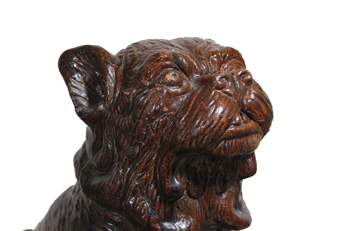 19th c treacle glazed French bulldog  38 cm high
