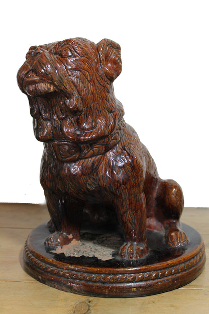 19th c treacle glazed French bulldog  38 cm high