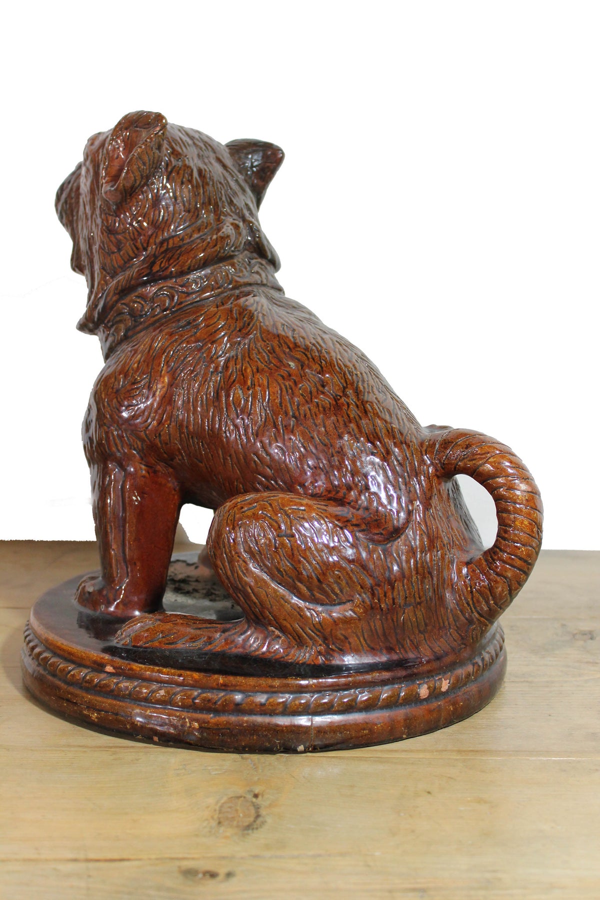 19th c treacle glazed French bulldog  38 cm high