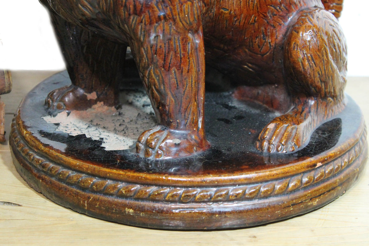 19th c treacle glazed French bulldog  38 cm high