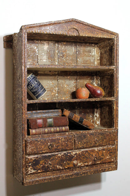 19th century Irish hanging shelves in original paint