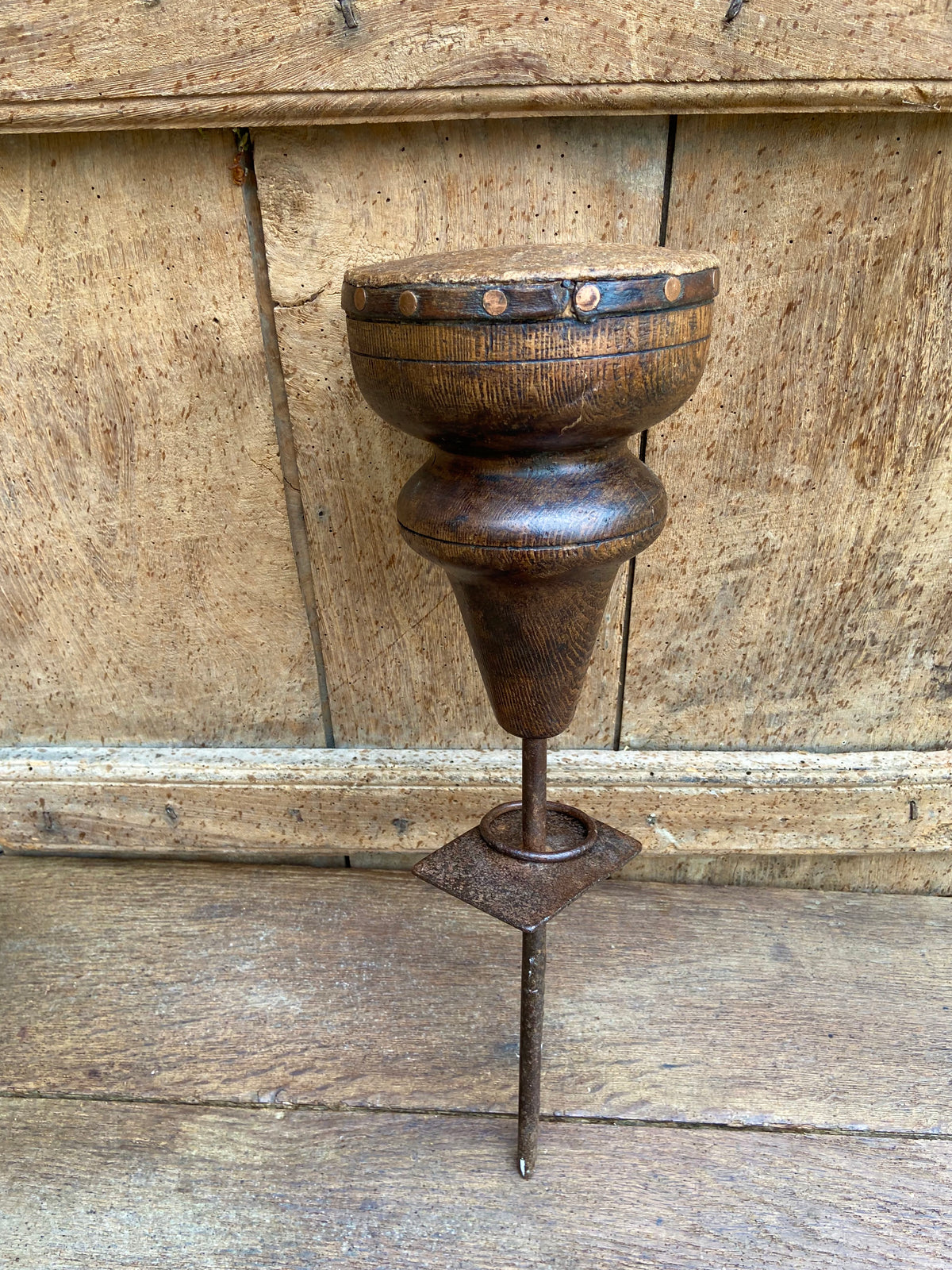 19th century falconry block on spike
