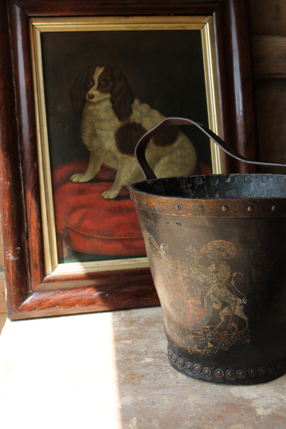 19th c leather fire bucket with royal coat of arms