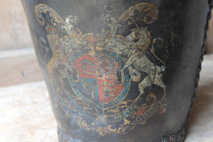 19th c leather fire bucket with royal coat of arms