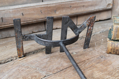 Unusually large Welsh branding iron "HM"