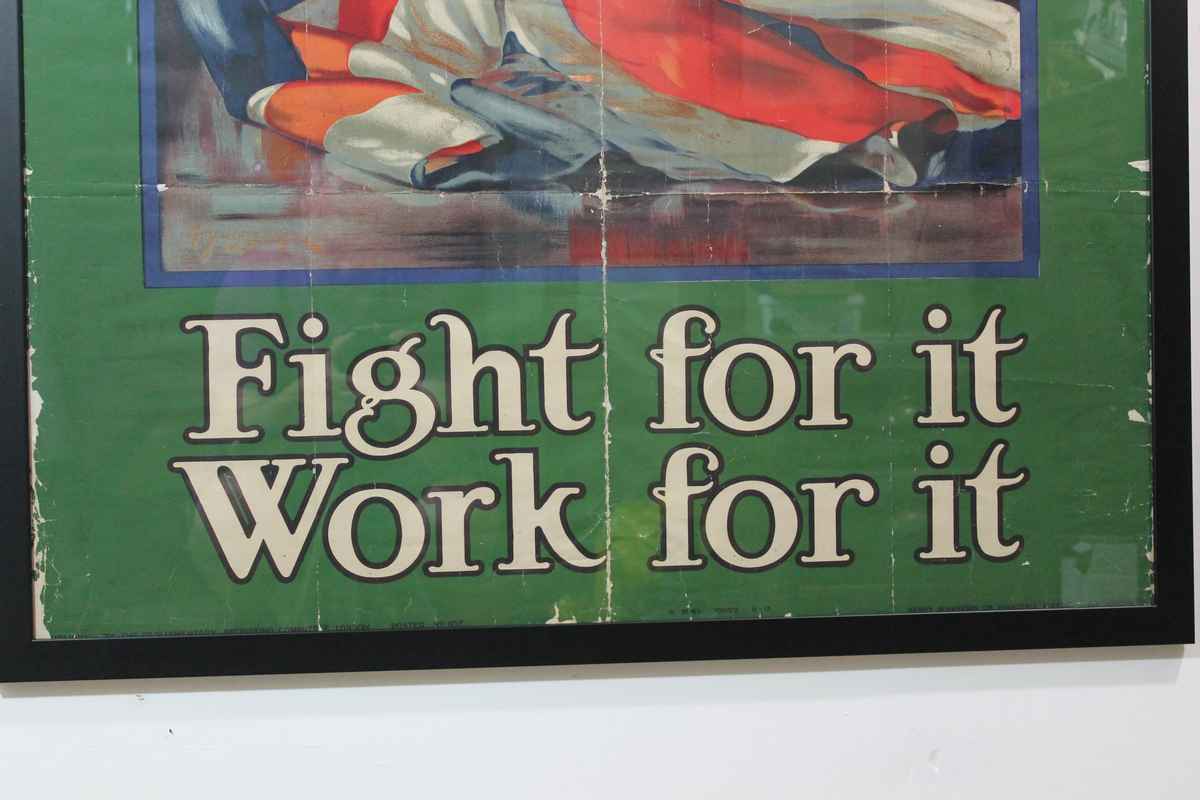 Large British First World War poster 'It’s Our Flag Fight for it Work for it'