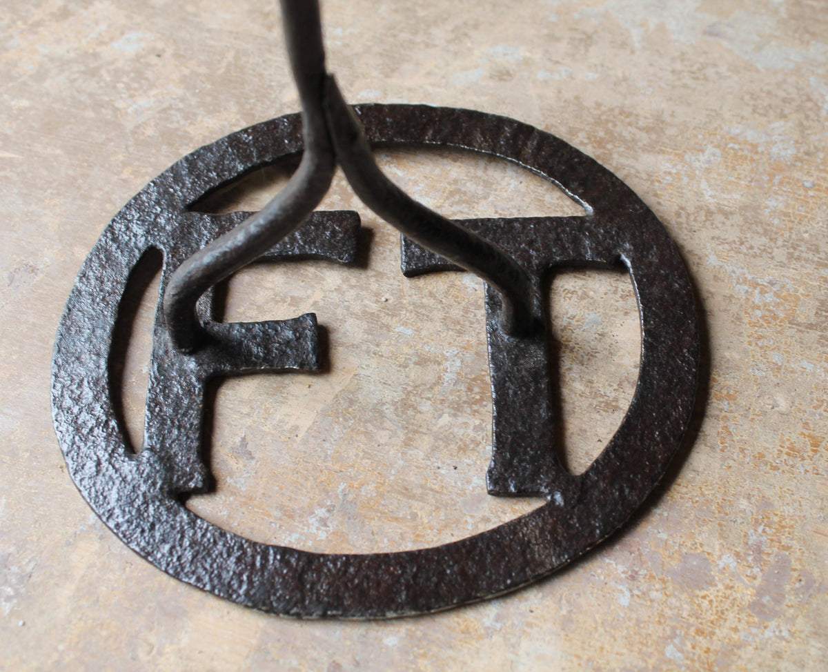 Large early 20th century branding iron initials "FT"