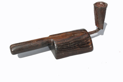 Unusual 18th century oak 'go to bed' candle holder
