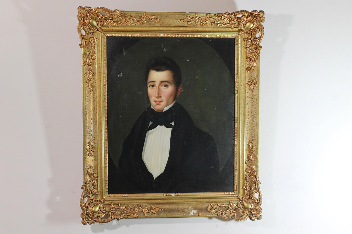 French school oil on canvas portrait of a gentleman