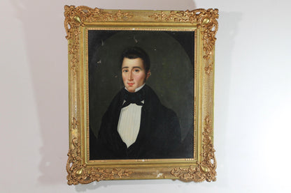 French school oil on canvas portrait of a gentleman
