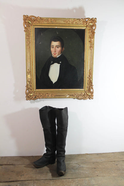 French school oil on canvas portrait of a gentleman