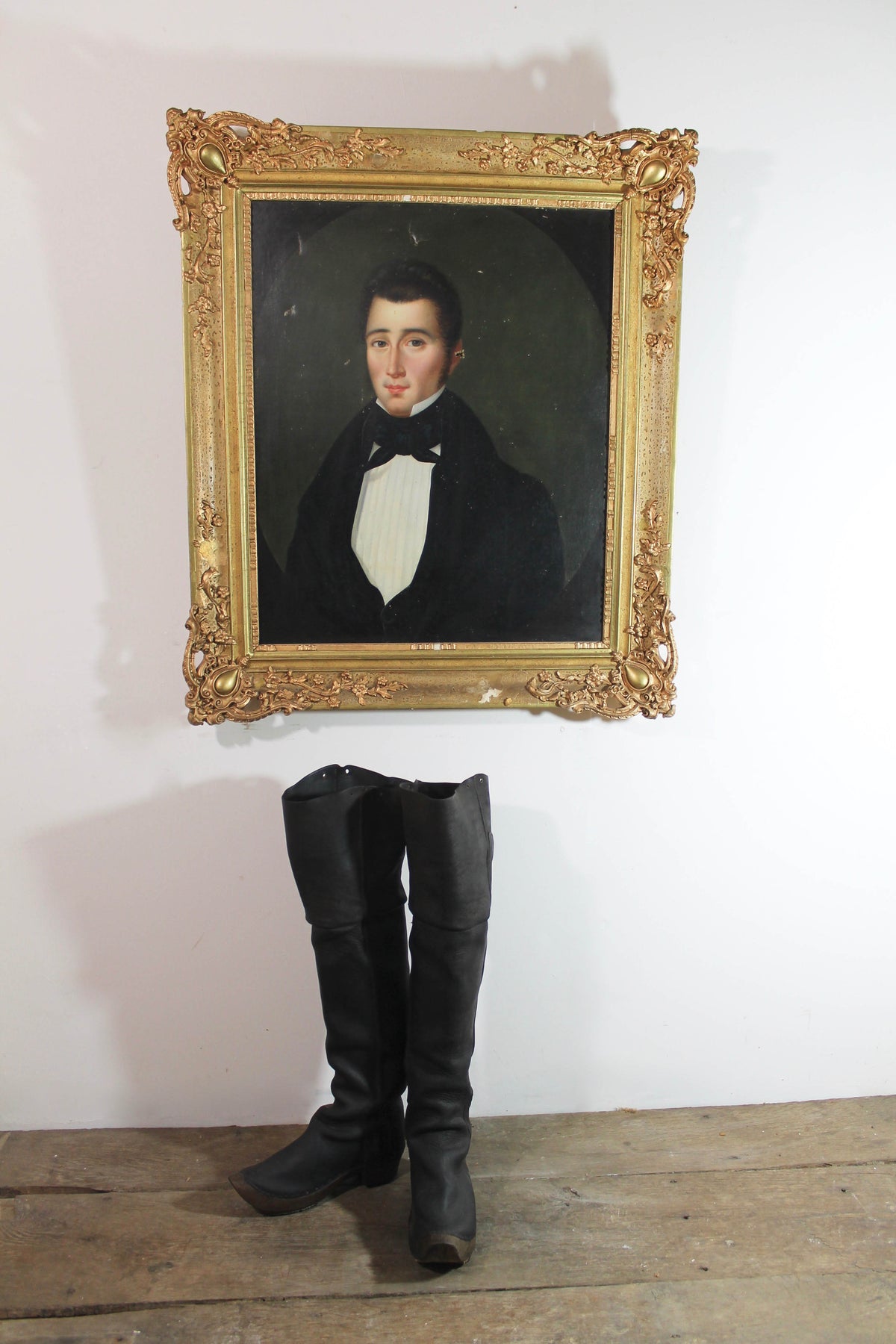 French school oil on canvas portrait of a gentleman