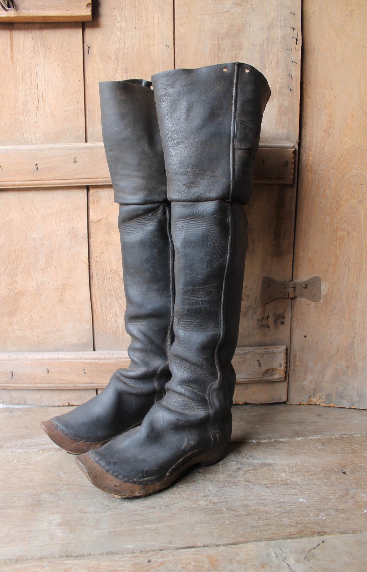 Rare pair of French leather coachman's boots c. 1800