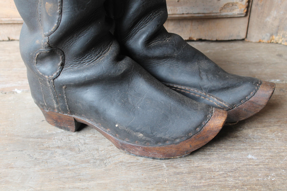 Rare pair of French leather coachman's boots c. 1800