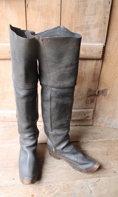 Rare pair of French leather coachman's boots c. 1800