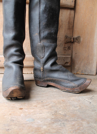 Rare pair of French leather coachman's boots c. 1800