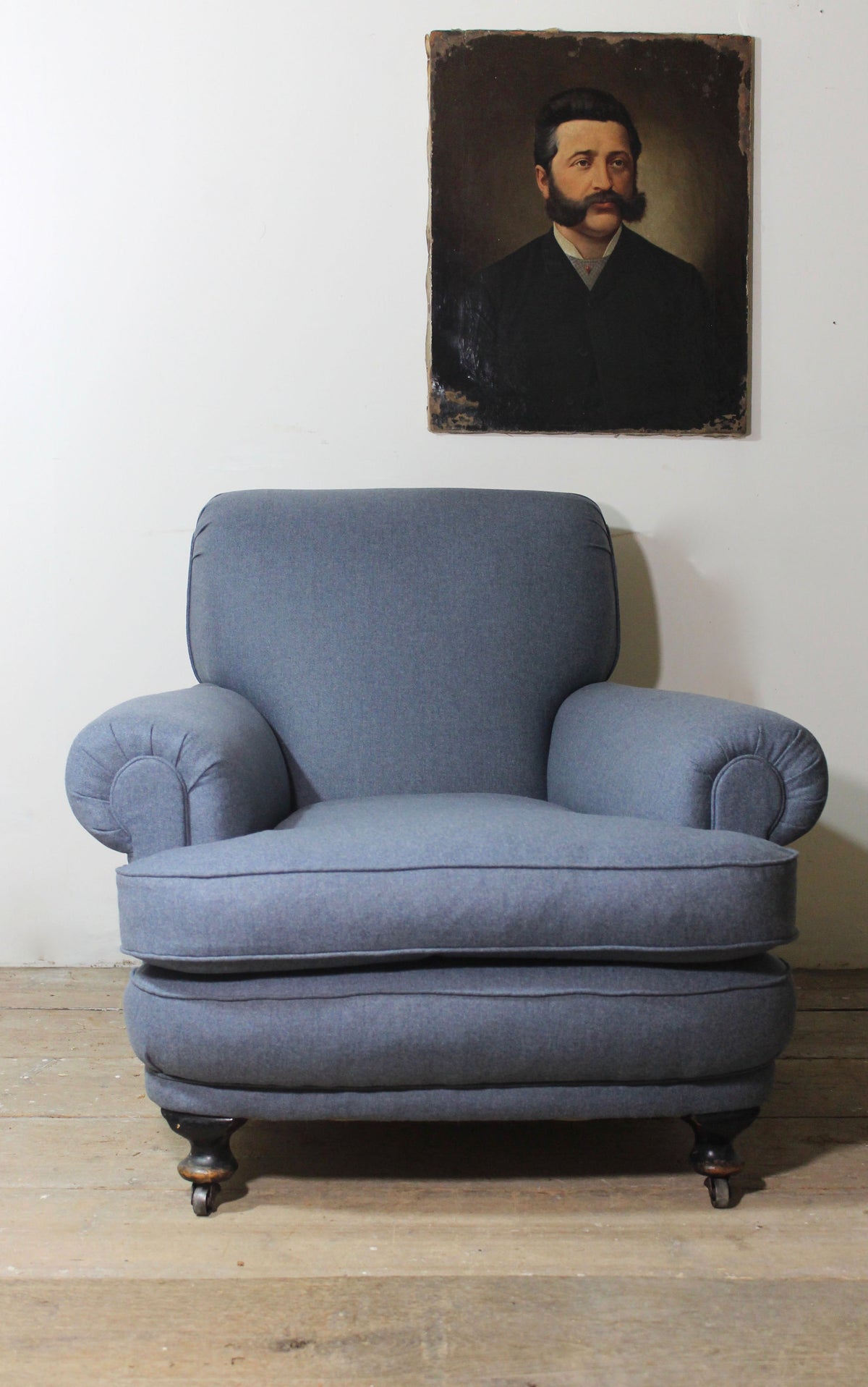 A very large 19th century upholstered armchair