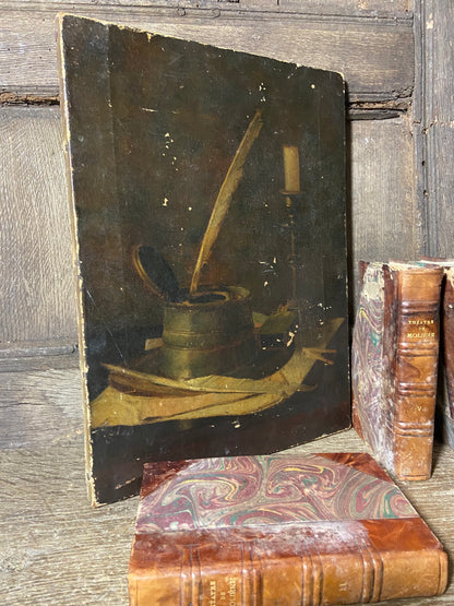 19th century study of an inkwell and candlestick