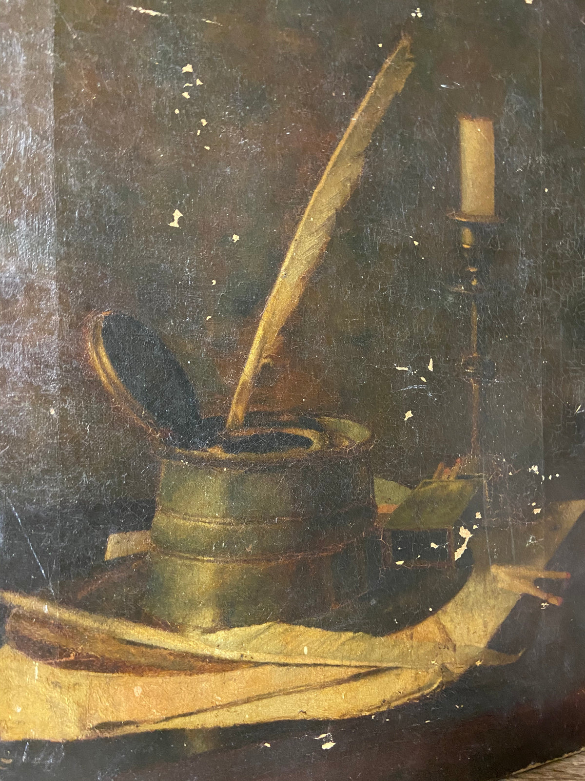 19th century study of an inkwell and candlestick