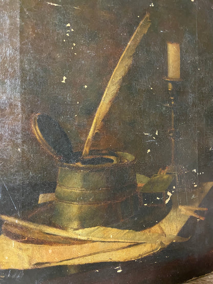 19th century study of an inkwell and candlestick