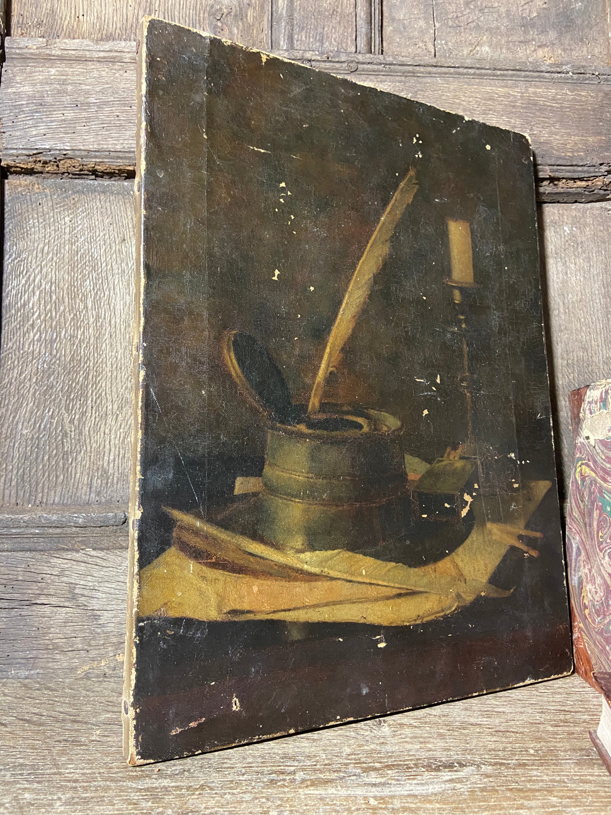19th century study of an inkwell and candlestick