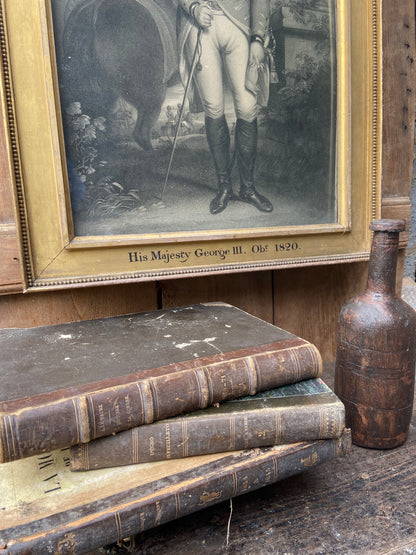 A large stipple and line engraving of King George III with original frame & glass
