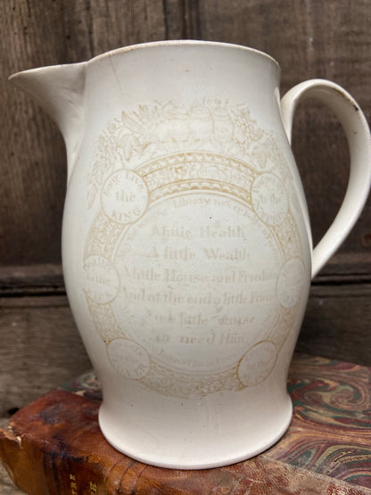 A George III creamware jug c. 1800.....Long live the King.......freedom to the slave