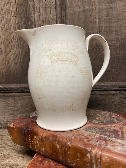 A George III creamware jug c. 1800.....Long live the King.......freedom to the slave