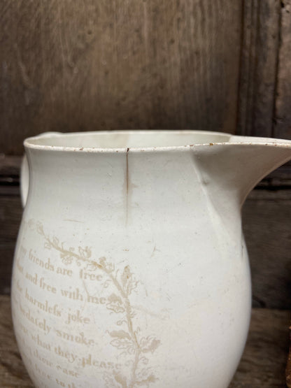 A George III creamware jug c. 1800.....Long live the King.......freedom to the slave