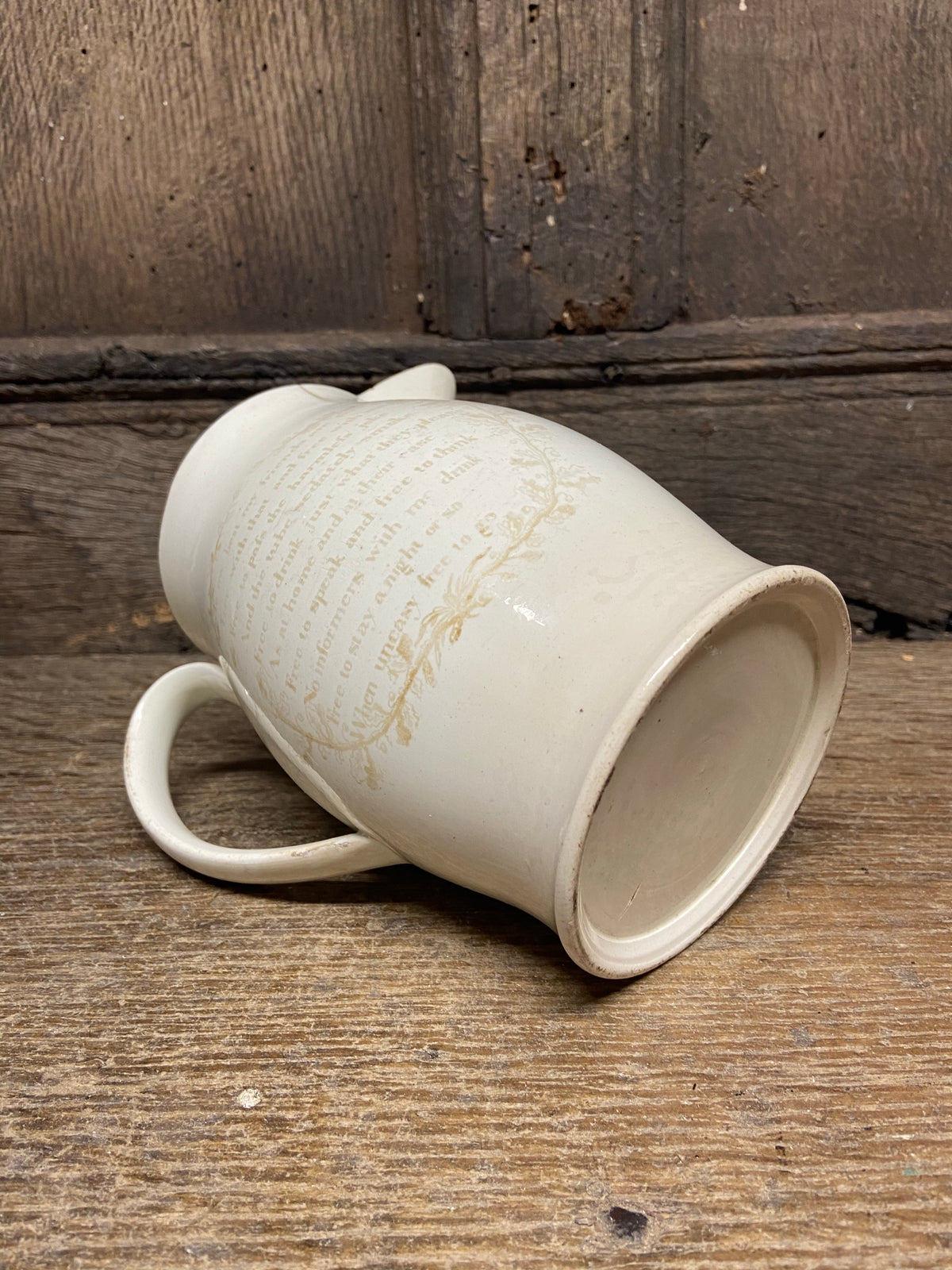 A George III creamware jug c. 1800.....Long live the King.......freedom to the slave