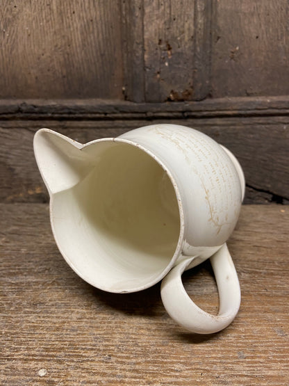 A George III creamware jug c. 1800.....Long live the King.......freedom to the slave