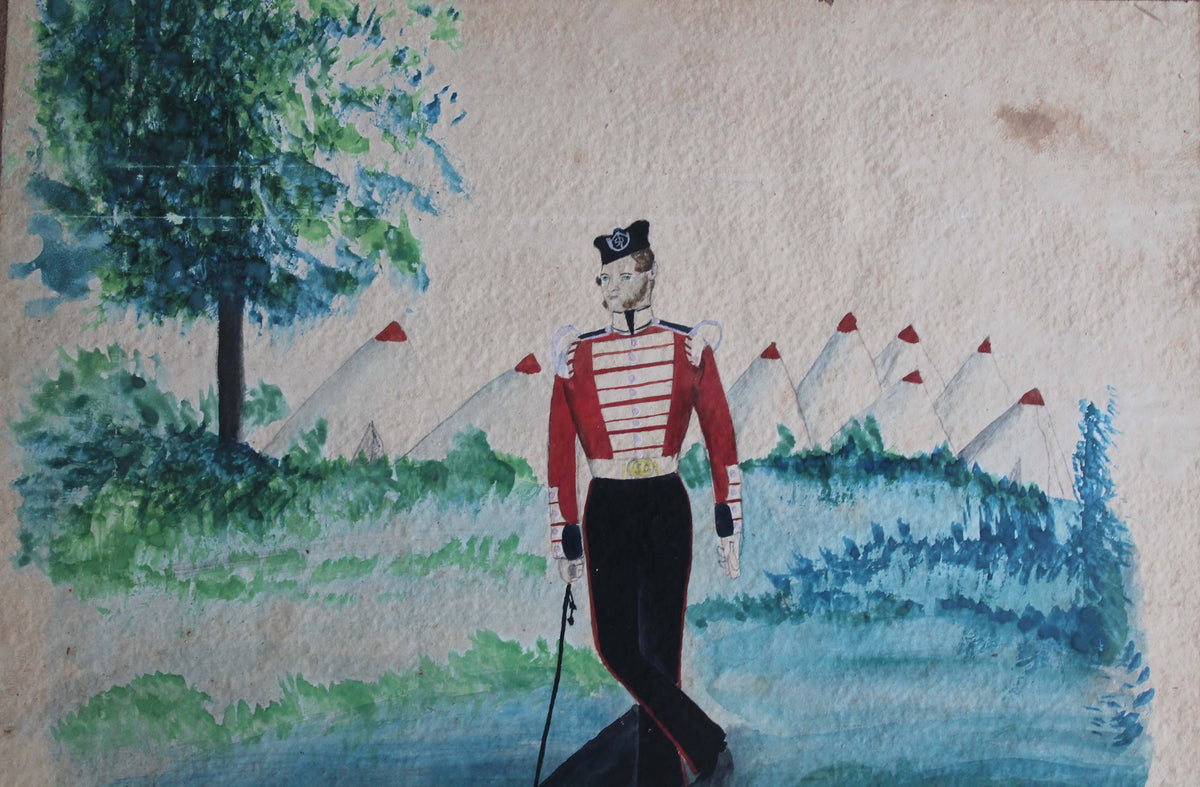 Naive portrait of Private 3393 George Coombes, Crimean War 1854