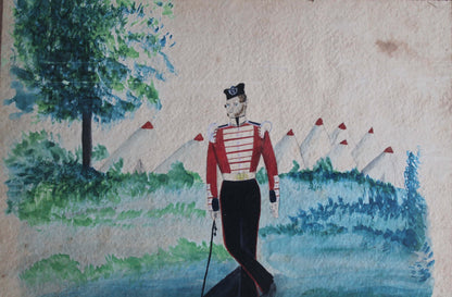 Naive portrait of Private 3393 George Coombes, Crimean War 1854