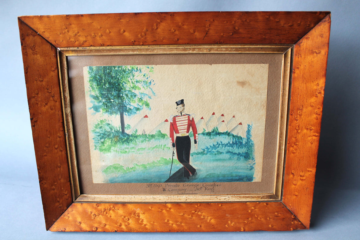 Naive portrait of Private 3393 George Coombes, Crimean War 1854
