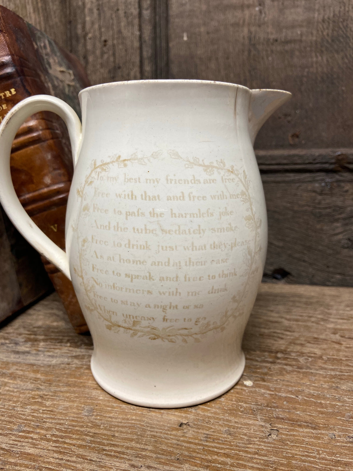 A George III creamware jug c. 1800.....Long live the King.......freedom to the slave