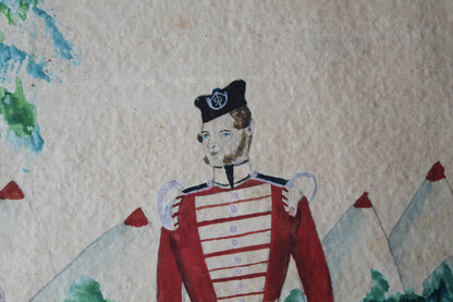Naive portrait of Private 3393 George Coombes, Crimean War 1854