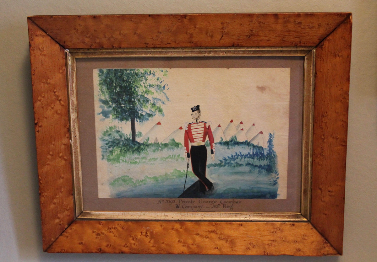 Naive portrait of Private 3393 George Coombes, Crimean War 1854
