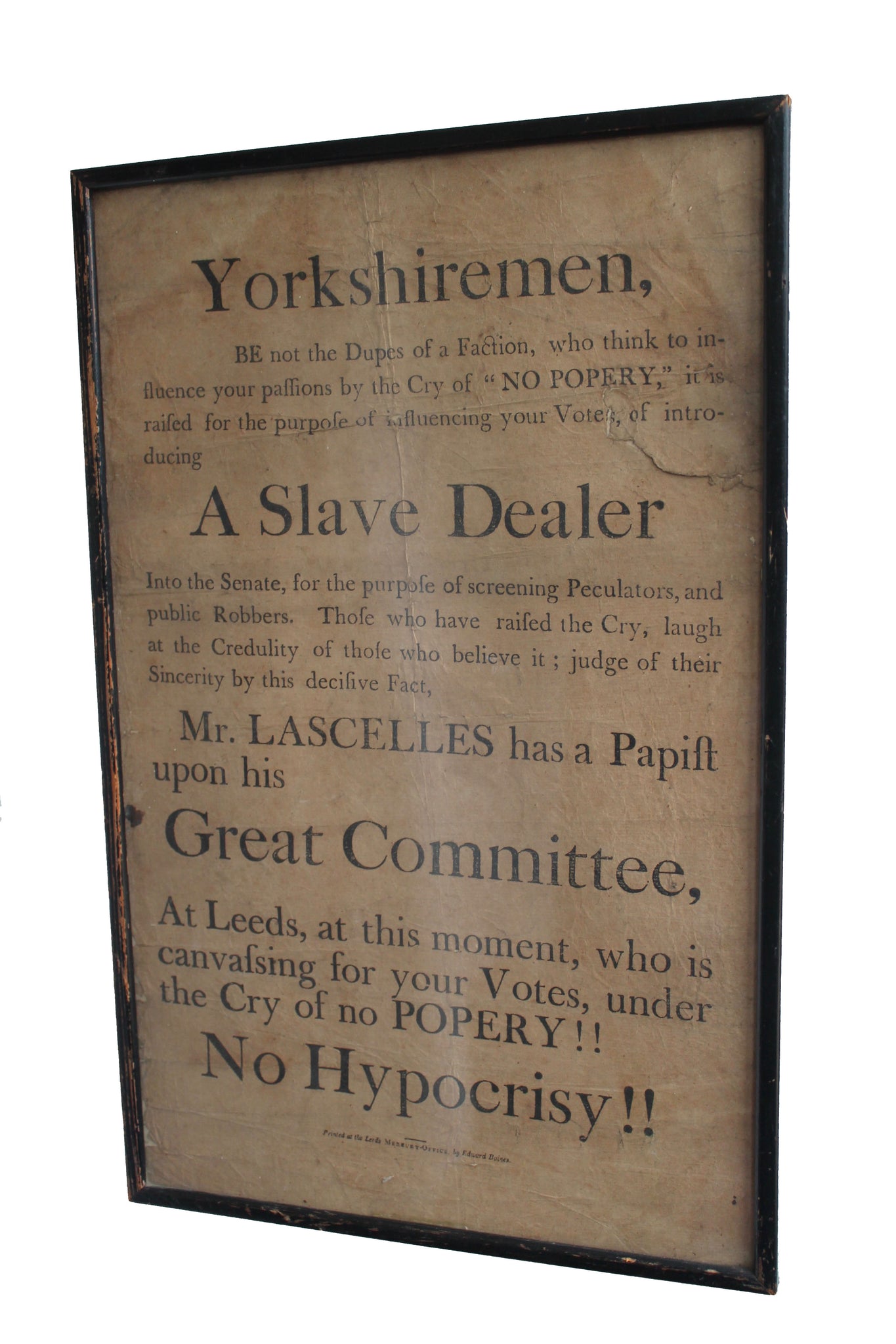 Rare George III political broadside from 1807 election in Yorkshire