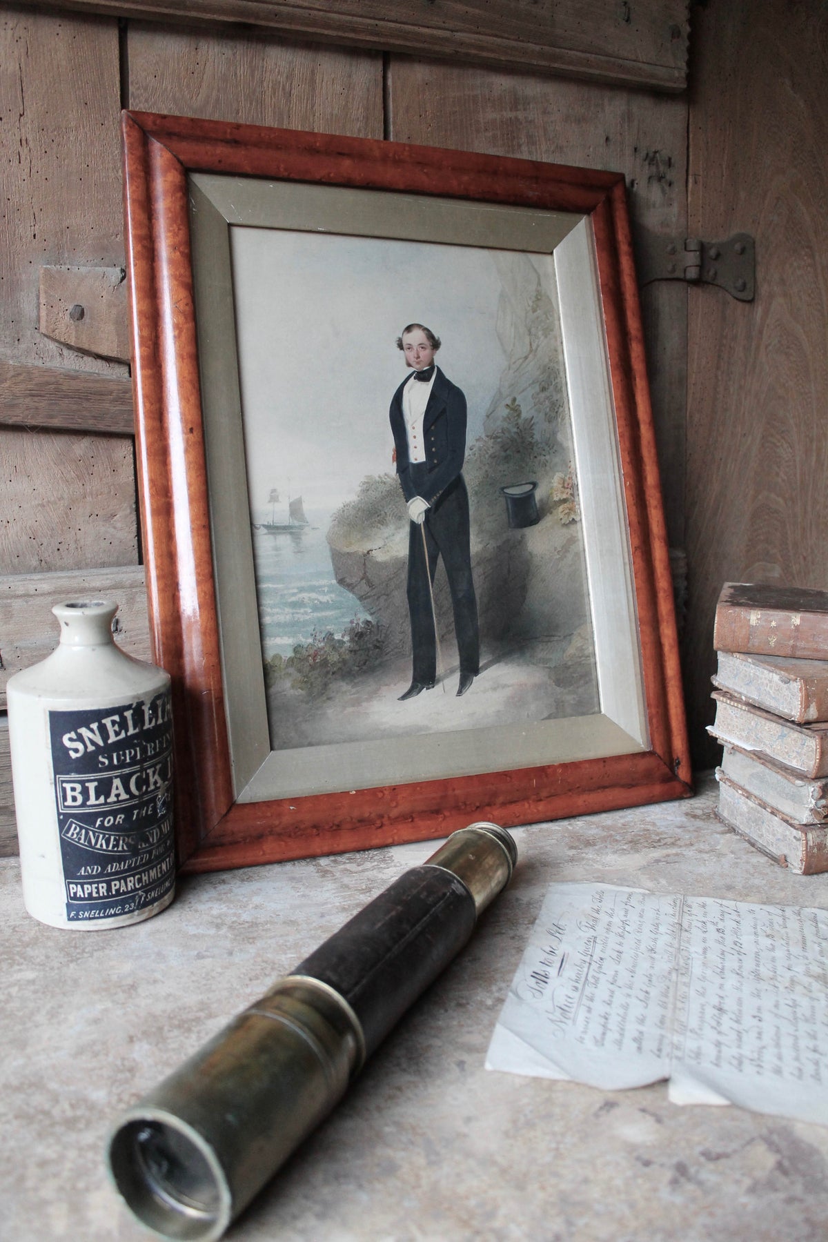 Early  19th c watercolour of a Royal Navy officer, George Perkins RN