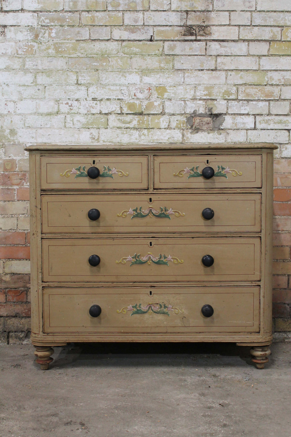 19th century English chest of drawers in original paint