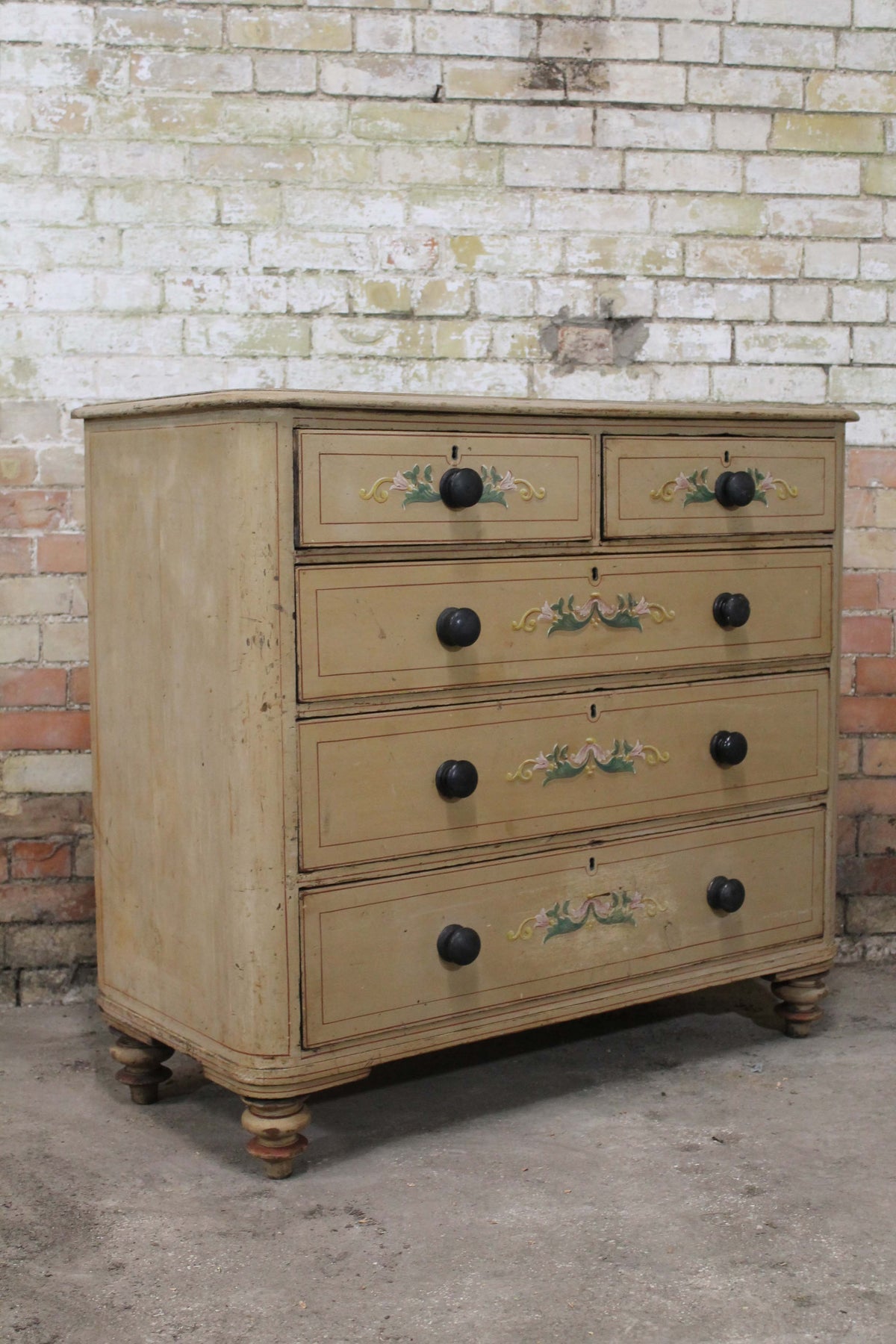 19th century English chest of drawers in original paint