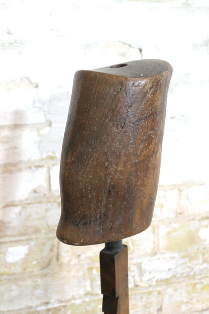 Unusal 19th century extendable French hat block stand