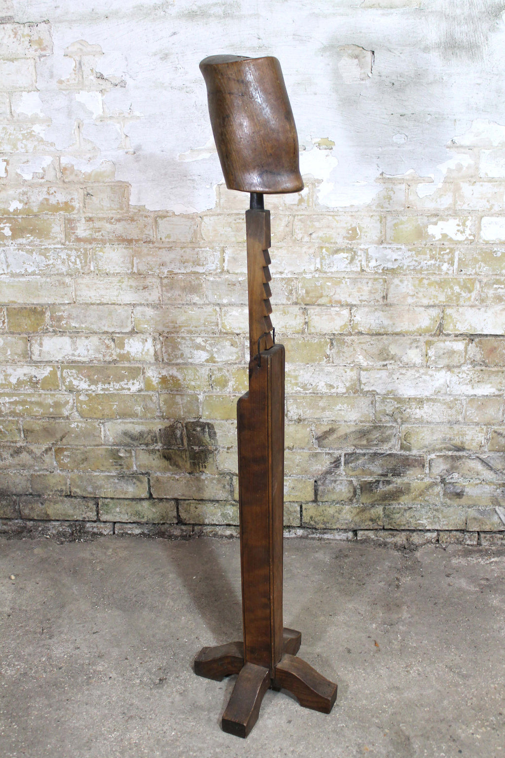 Unusal 19th century extendable French hat block stand