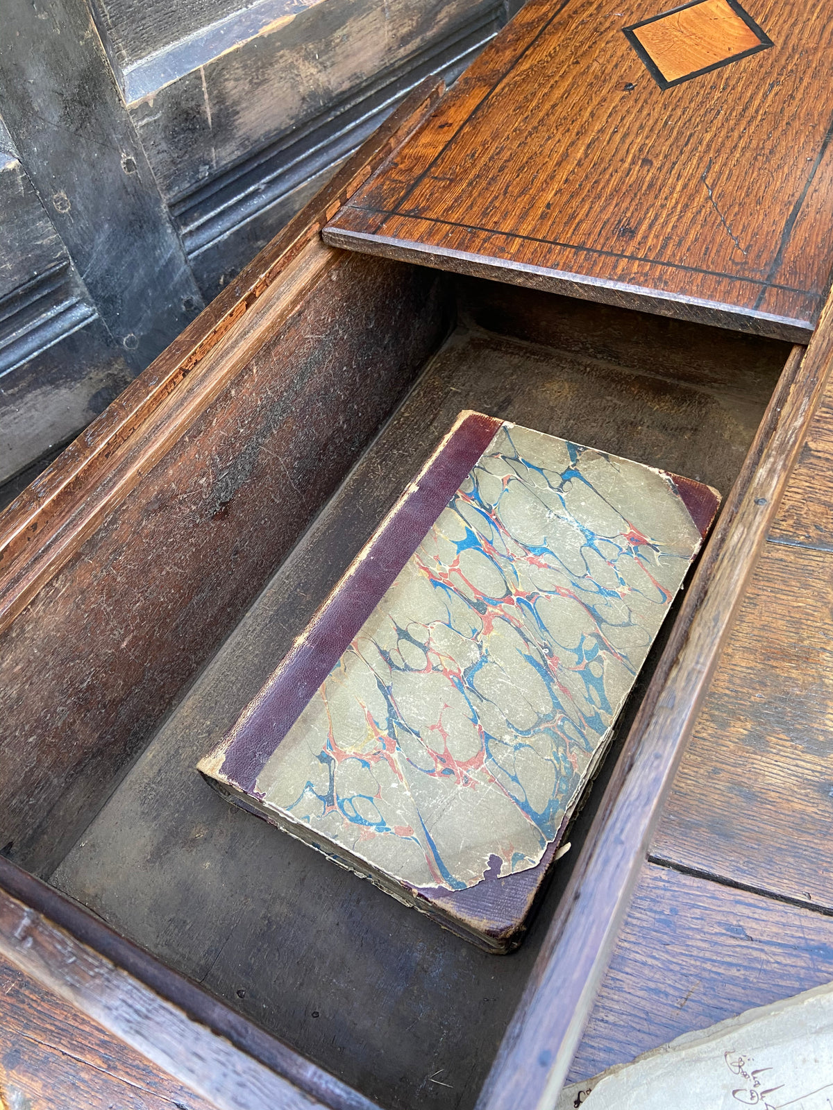 A good early 19th century Welsh oak and fruitwood candlebox