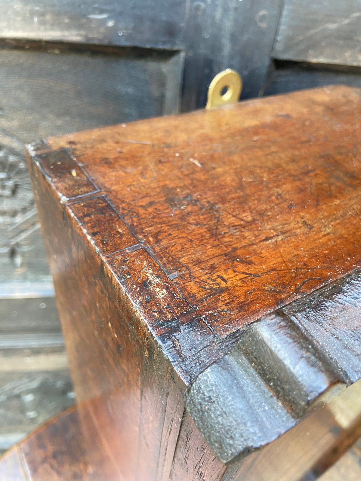 A good early 19th century Welsh oak and fruitwood candlebox