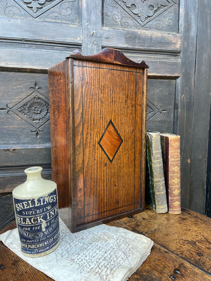 A good early 19th century Welsh oak and fruitwood candlebox