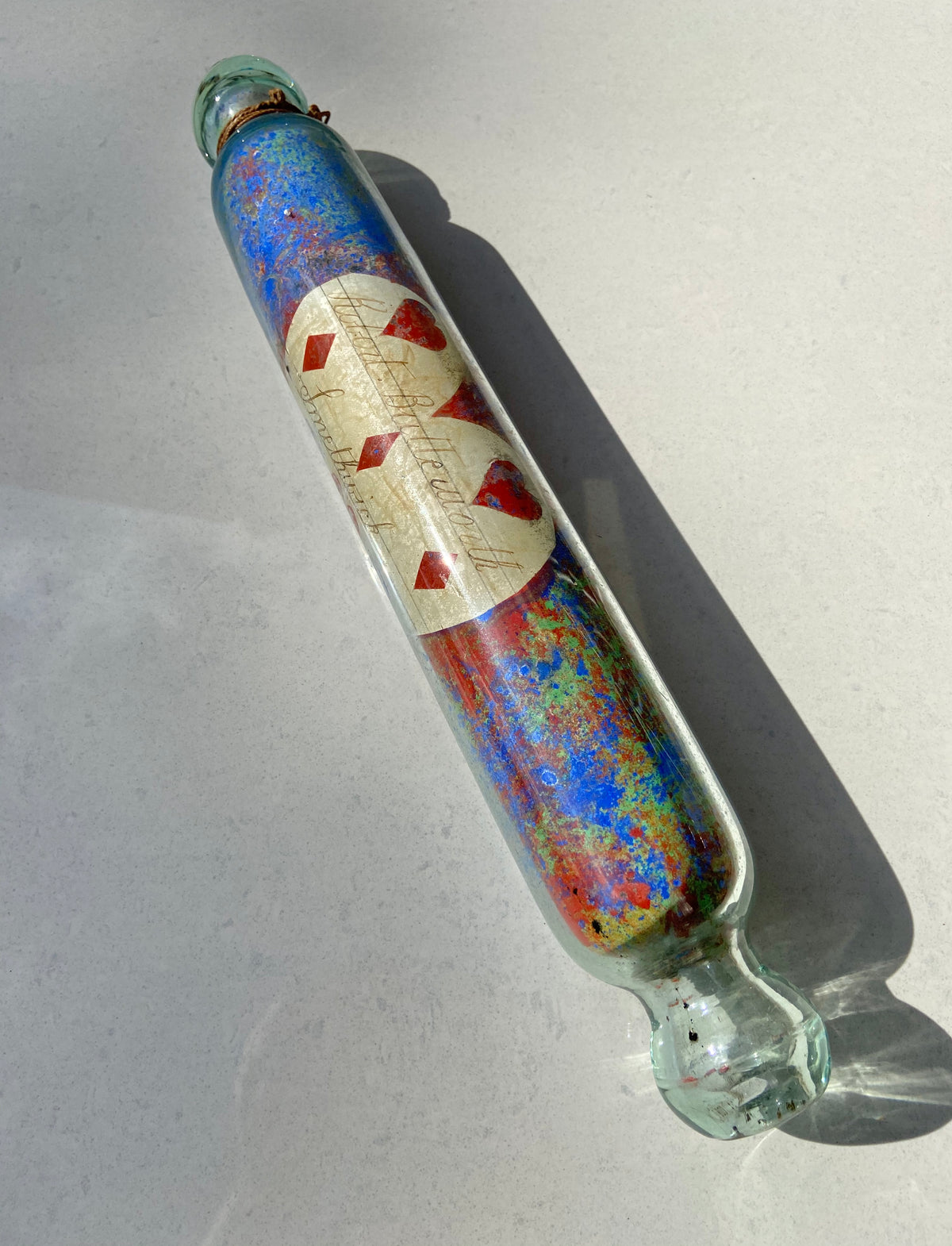 19th century sailor's love token glass rolling pin - Robert Butterworth of Smethwick