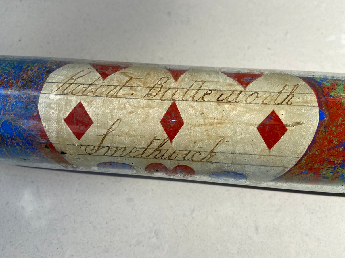 19th century sailor's love token glass rolling pin - Robert Butterworth of Smethwick