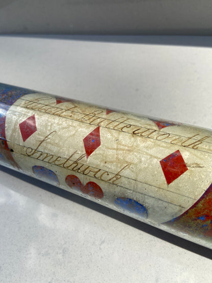 19th century sailor's love token glass rolling pin - Robert Butterworth of Smethwick