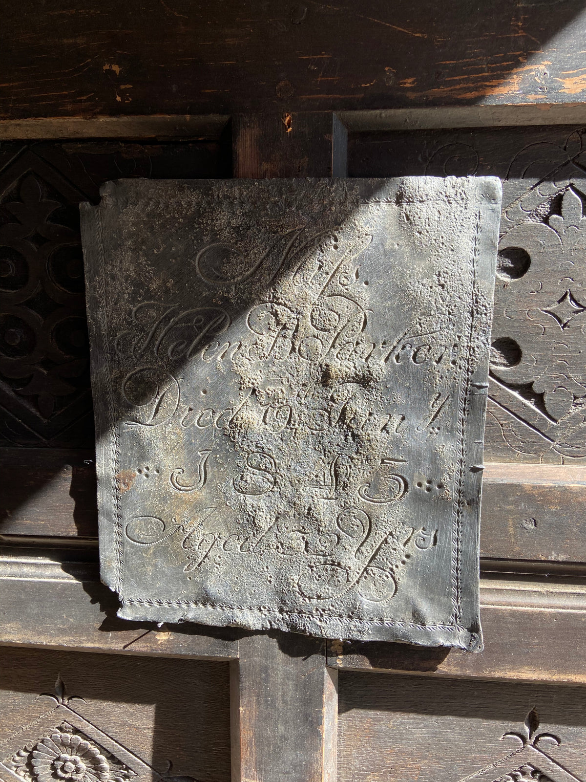 A Victorian lead coffin plate, City of London, January 1843